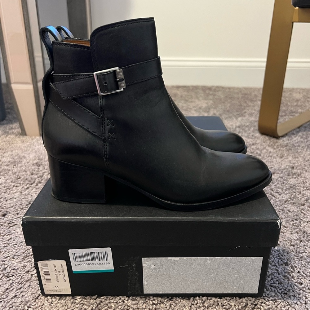 Rag & Bone walker Buckle Leather Booties Black Size 36 (6) - Picture 4 of 7